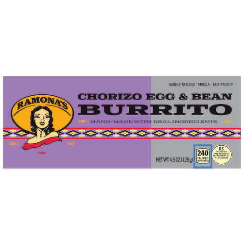 Ramonas Chorizo Bean Egg Burrito